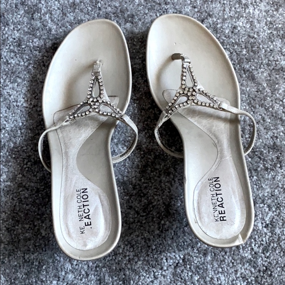 Kitten toe sandals with rhinestones